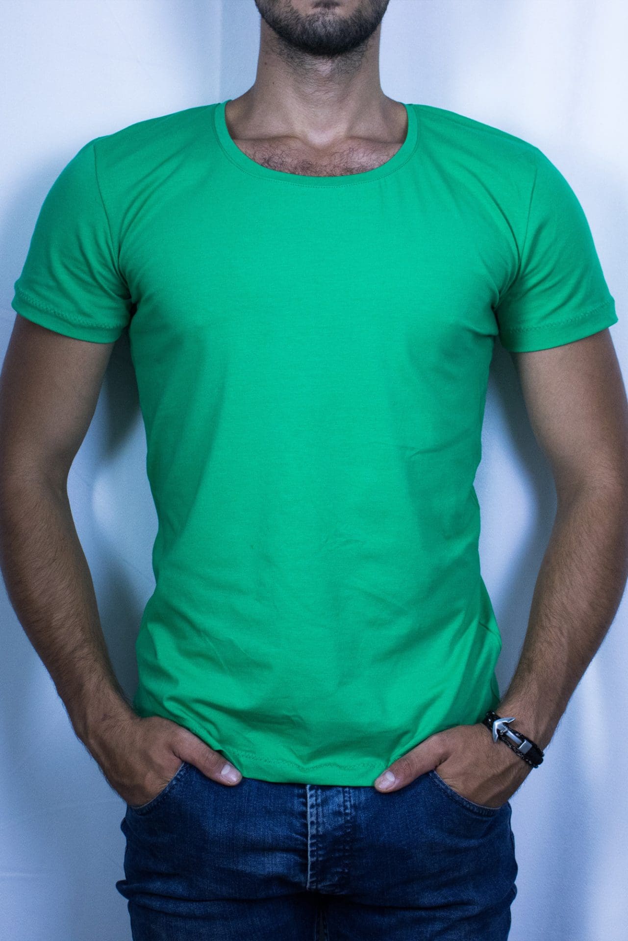 100% памук изчистена светлозелена тениска