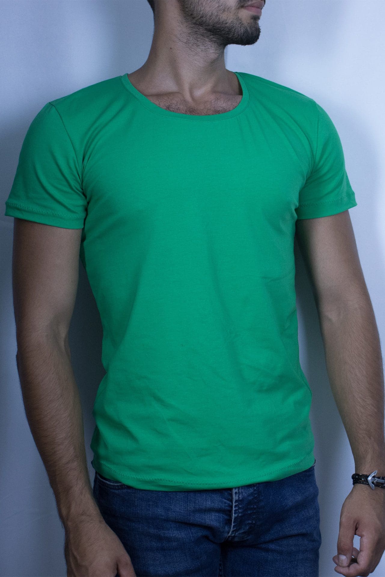 100% памук изчистена светлозелена тениска